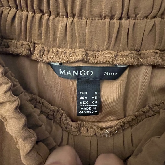 Mango Suit Brown Pleated Elastic Waistband Chiffon Maxi Skirt - Picture 4 of 5